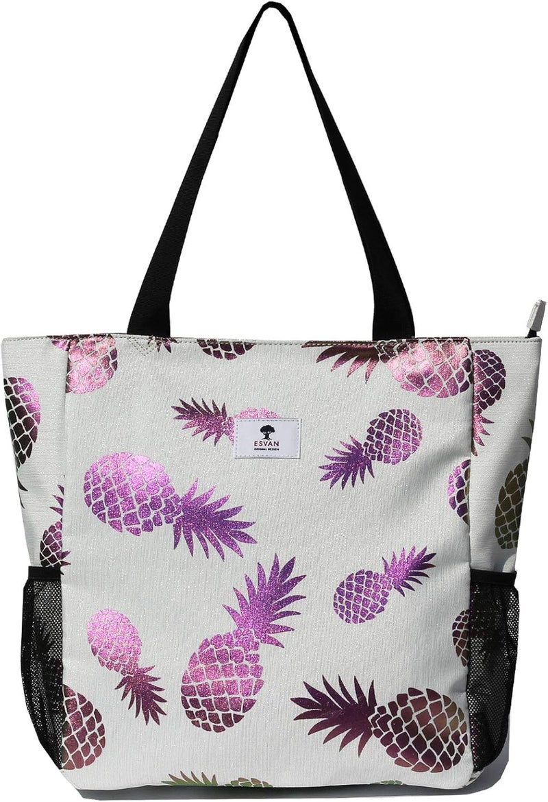 ESVAN Original Floral Water Resistant Large Tote Bag Shoulder Bag for Gym Beach Travel Daily Bags Upgraded - Image 4